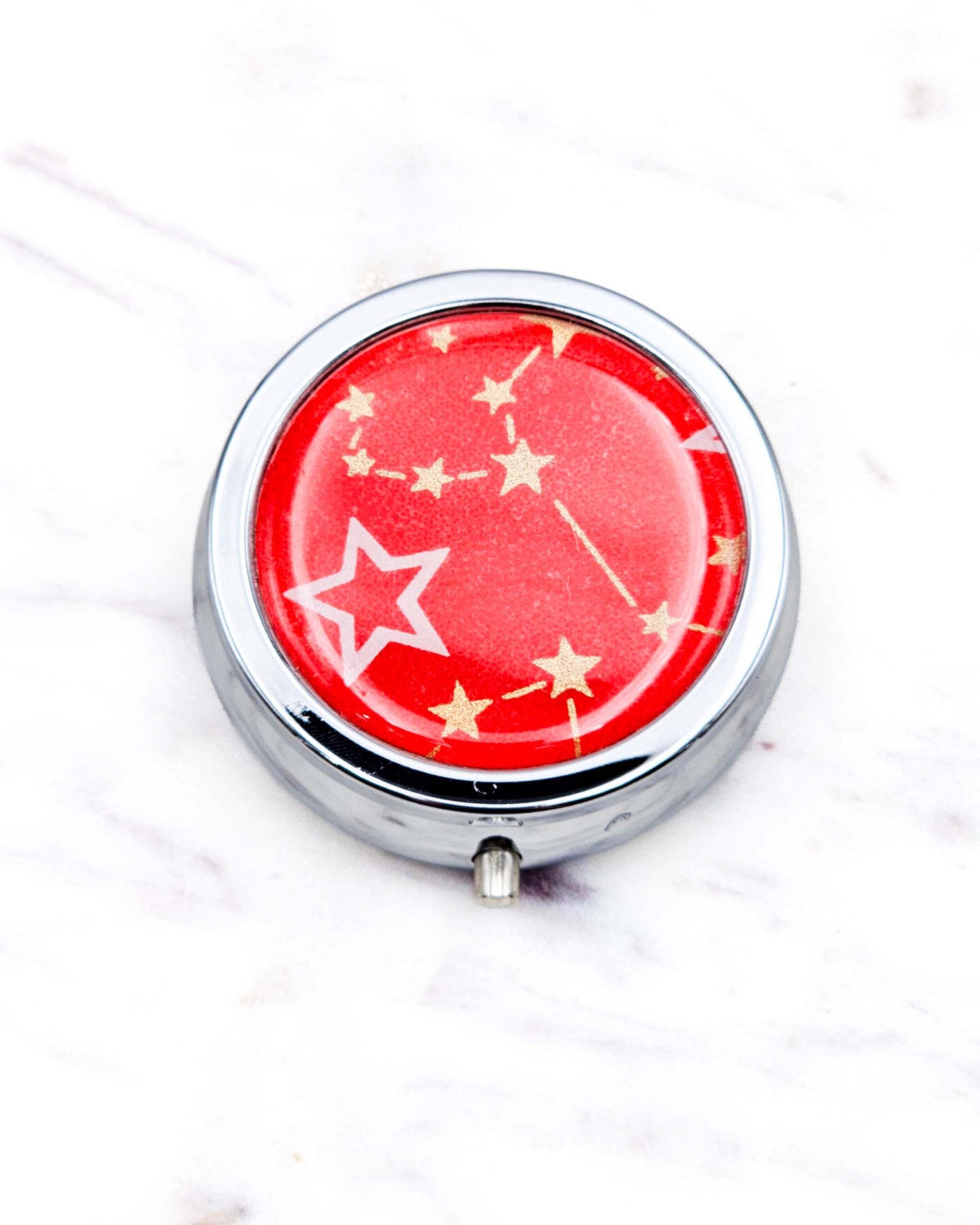 Pill Box - Constellations & Stars on Red