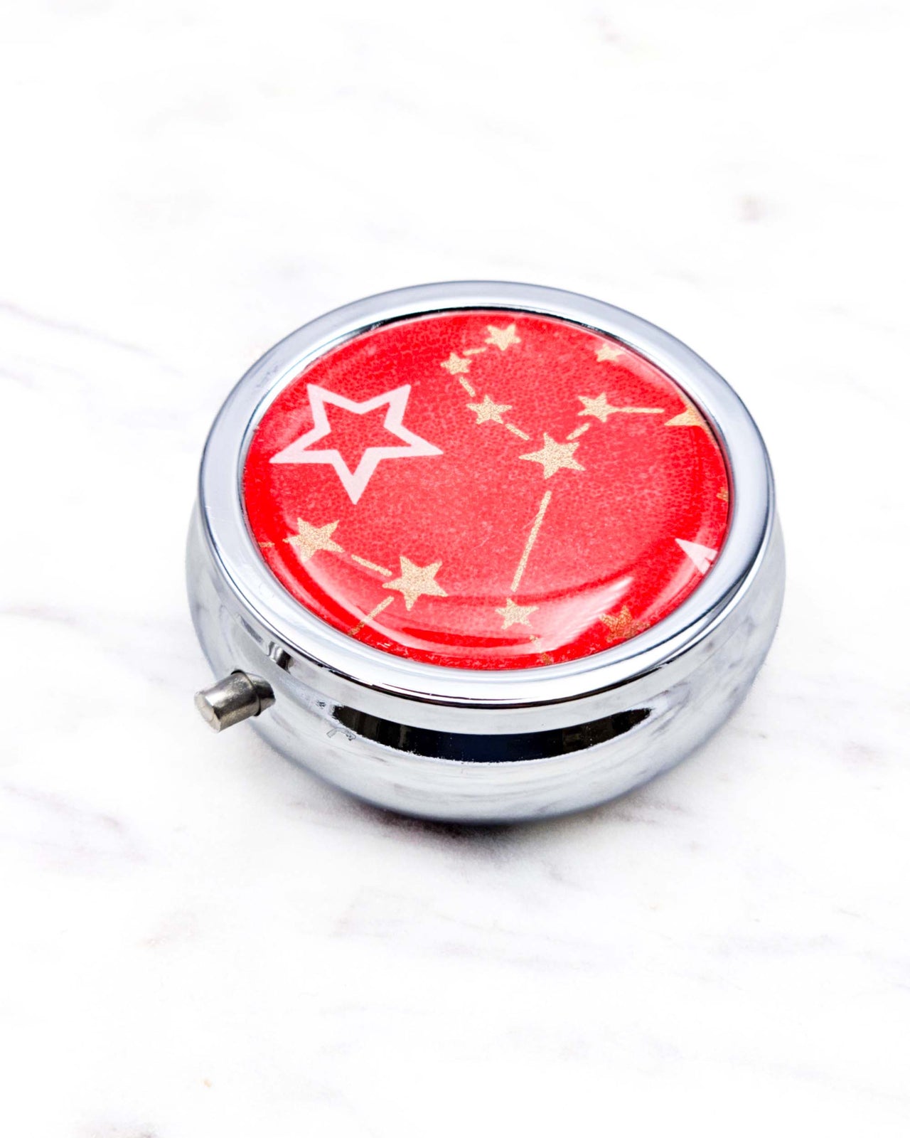 Pill Box - Constellations & Stars on Red