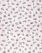 Japanese chiyogami paper featuring black & white pandas with pink bamboo on a pearlescent white background