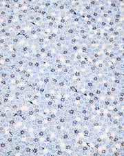 Japanese chiyogami paper featuring blue & white maples leaves on a light blue background with metallic gold accents.