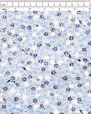 Japanese chiyogami paper featuring blue & white maples leaves on a light blue background with metallic gold accents.