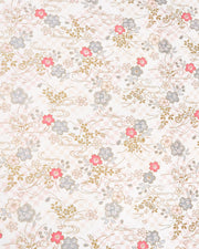 Japanese chiyogami paper featuring pink & silver cherry blossoms on a pink & beige ichimatsu (checkered) background with metallic gold accents.