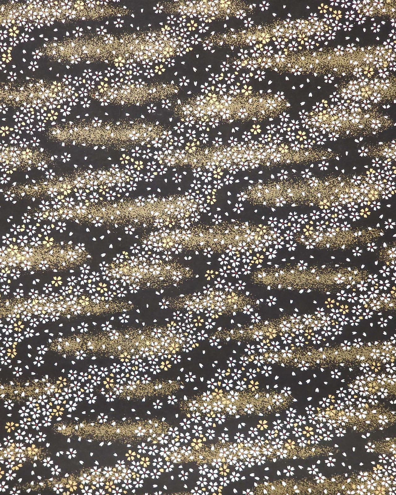 0435 White & Gold Cherry Blossoms on Black