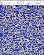 Japanese chiyogami paper featuring metallic gold water ripples on a dark blue background