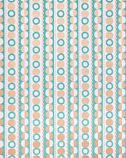Japanese chiyogami paper featuring a turquoise & metallic gold striped geometric design on a white background.