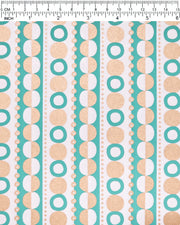 Japanese chiyogami paper featuring a turquoise & metallic gold striped geometric design on a white background.