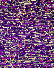 Japanese chiyogami featuring colorful butterflies with purple, yellow, and gold lines on a purple background with metallic gold accents.