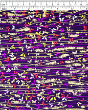 Japanese chiyogami featuring colorful butterflies with purple, yellow, and gold lines on a purple background with metallic gold accents.