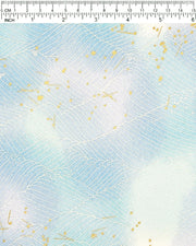 Japanese chiyogami paper featuring white waves on a blue & purple background with metallic gold and silver accents.