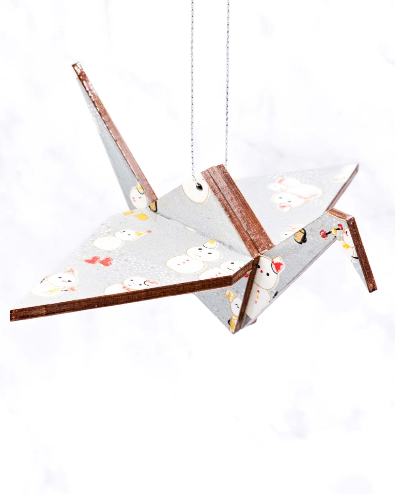 Wooden Origami Crane -  Snowmen