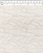 Japanese chiyogami featuring small metallic gold waves on a white background.