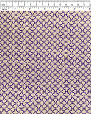 Japanese chiyogami paper featuring a metallic gold geometric pattern on a purple background.