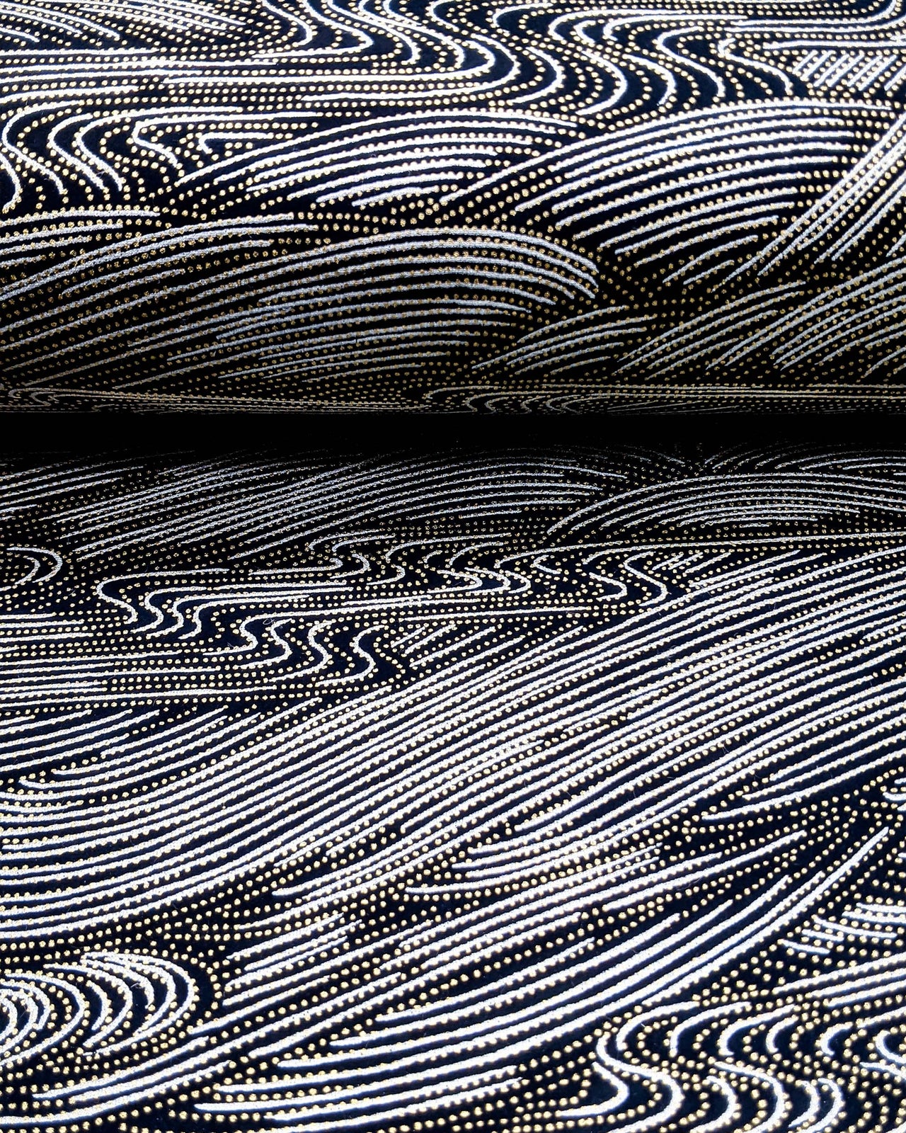 0474 Silver & Gold Ripples on Black