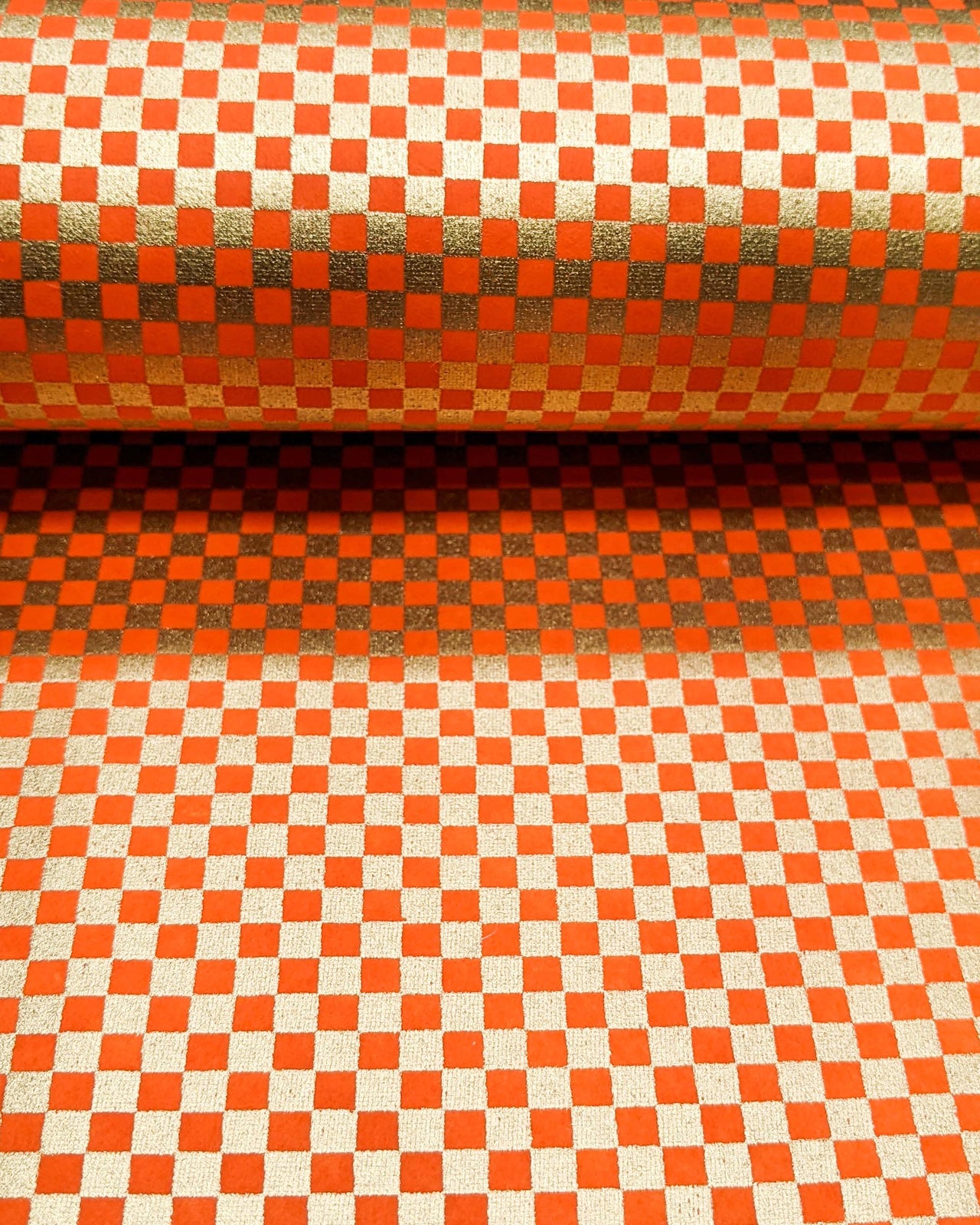 0476 Small Orange & Gold Ichimatsu Design