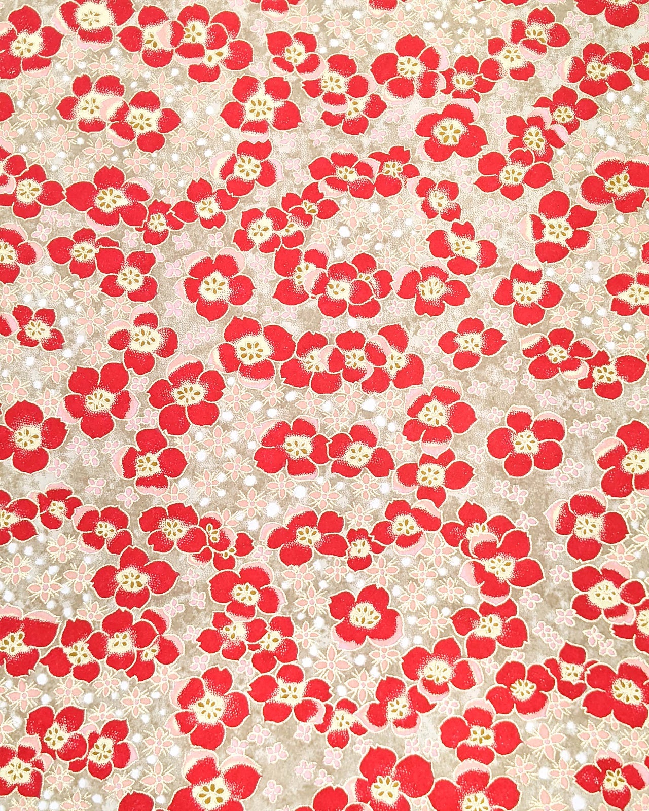 0629 Red Cherry Blossoms on Brown