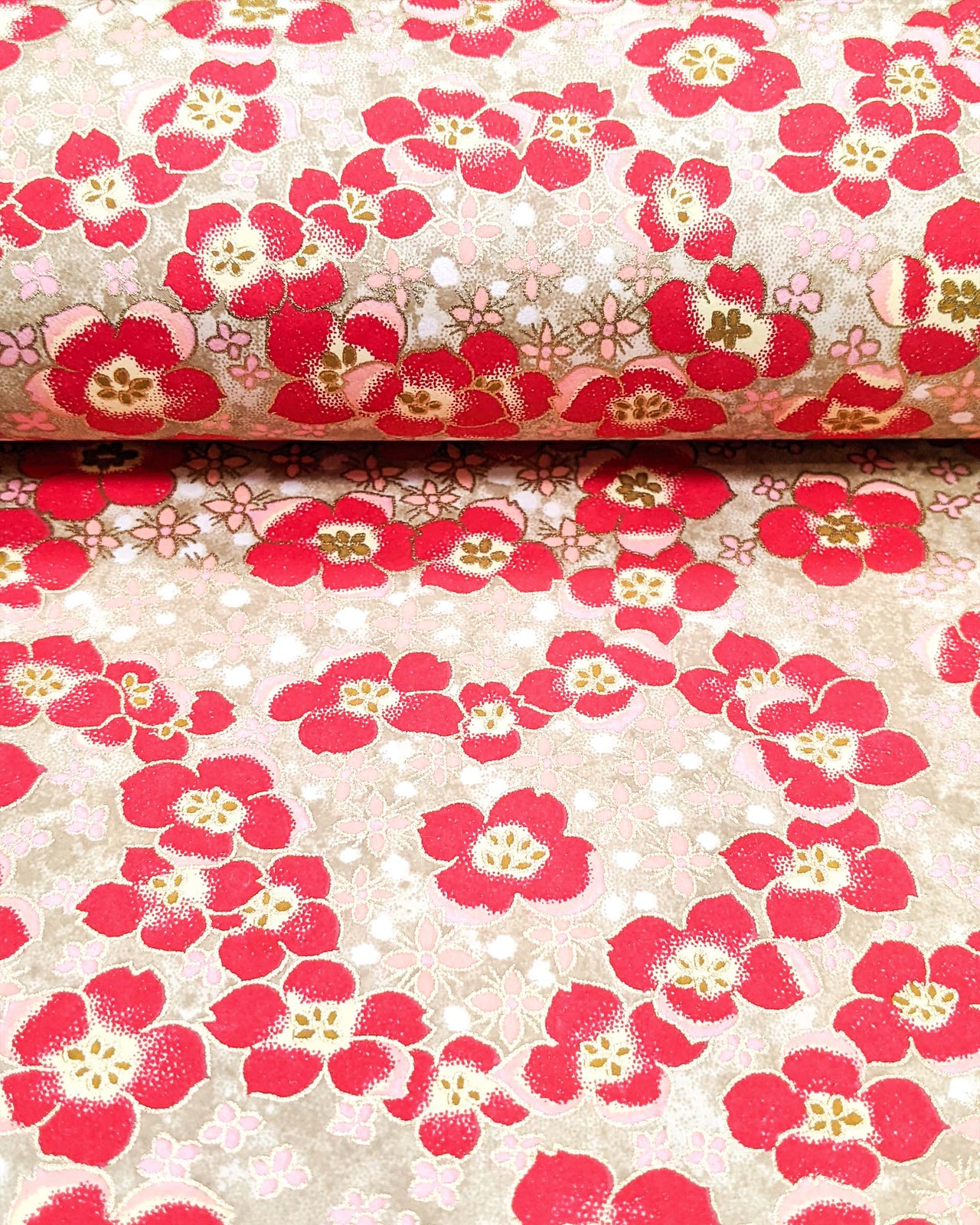 0629 Red Cherry Blossoms on Brown