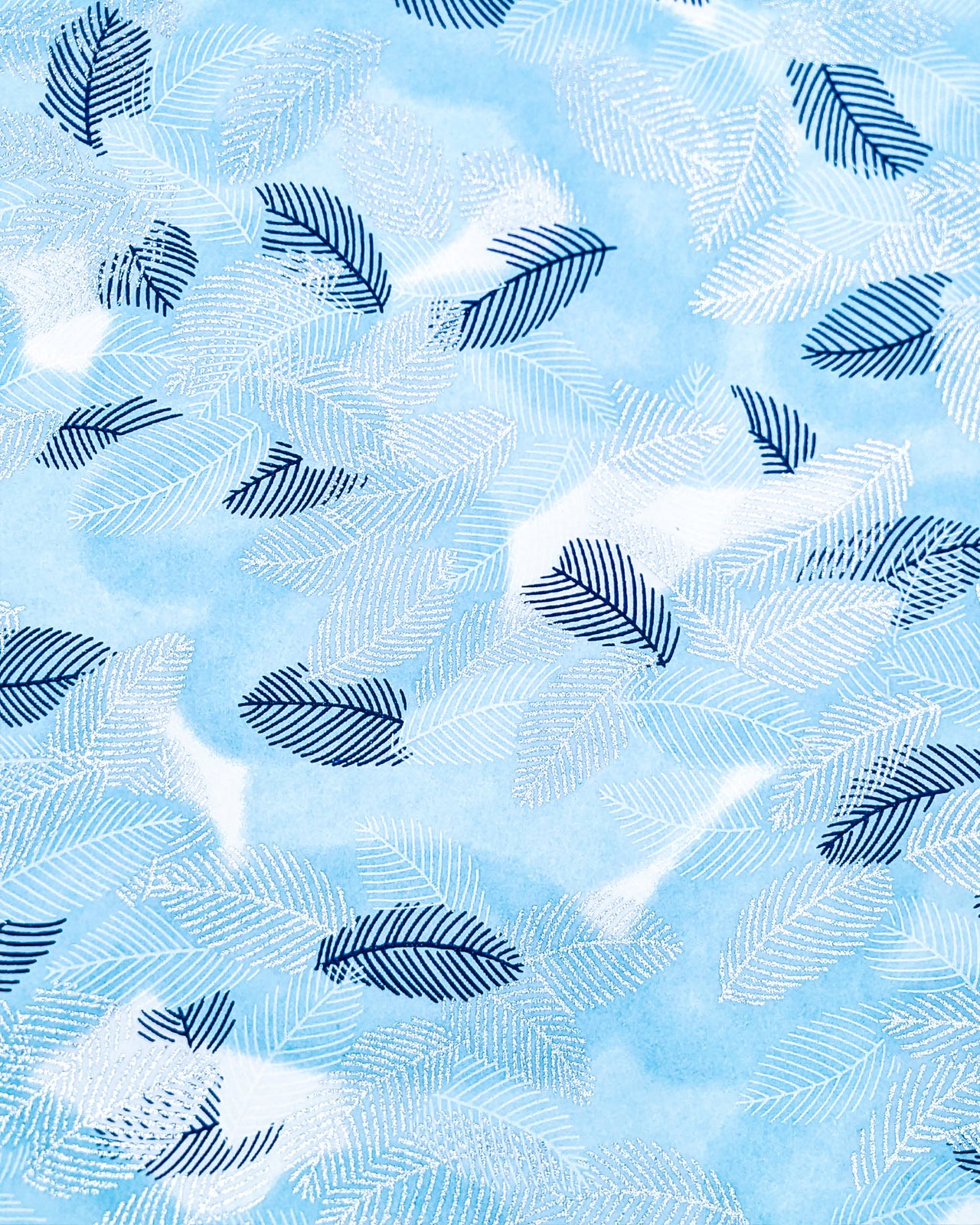 0635 Feather Leaves on Blue