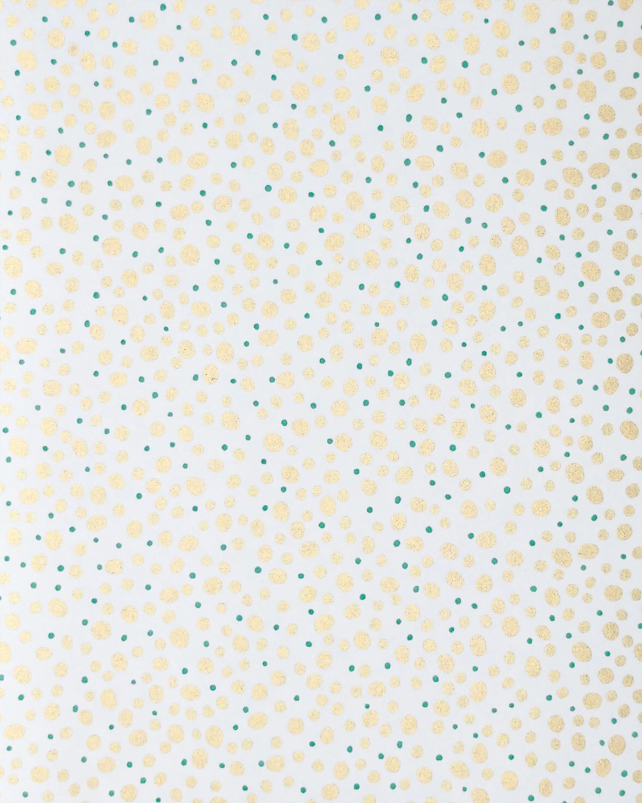 0843 Turquoise & Gold Dots on White