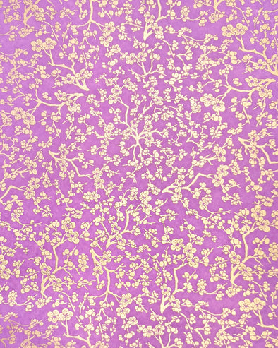0973 Gold Plum Blossoms on Purple