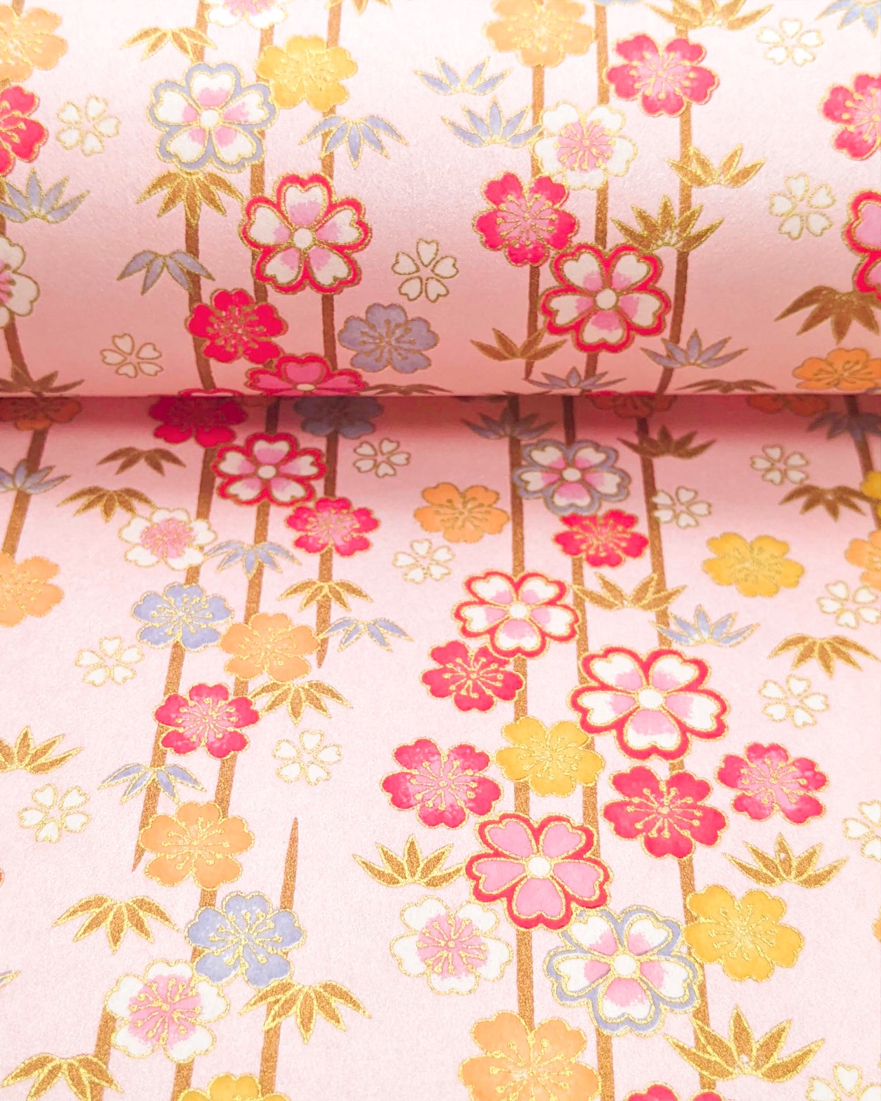 0993 Cherry Blossoms & Bamboo on Pearlescent Pink