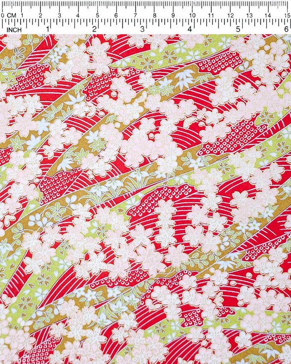 0125 Blossoms & Ribbon on Red
