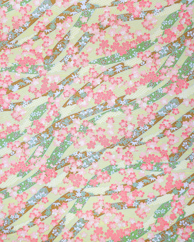 0126 Blossoms & Ribbons on Green