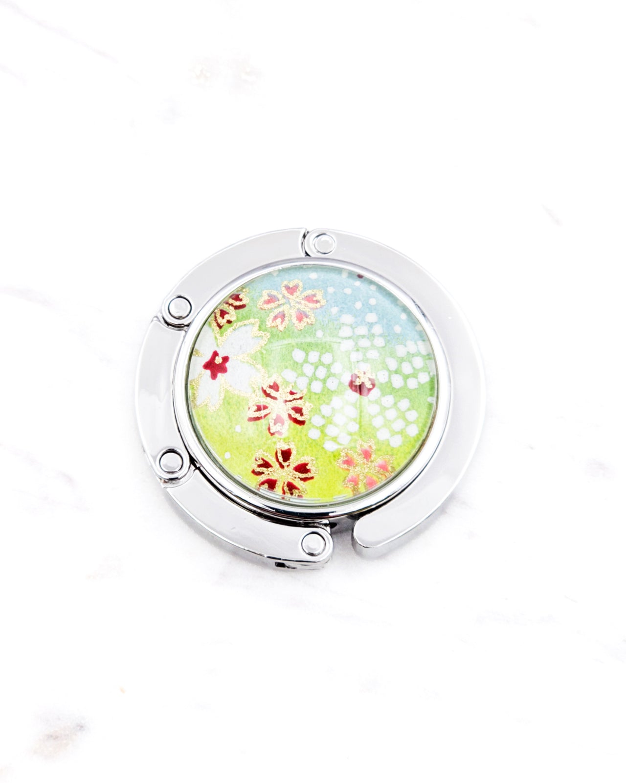 Tabletop Bag Hanger - Cherry Blossoms on Blue & Green