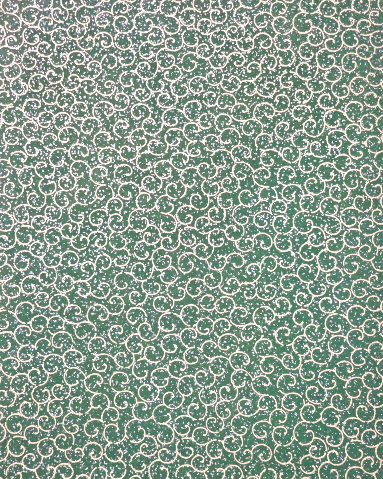 0200 Gold Karakusa on Green with Silver Glitter