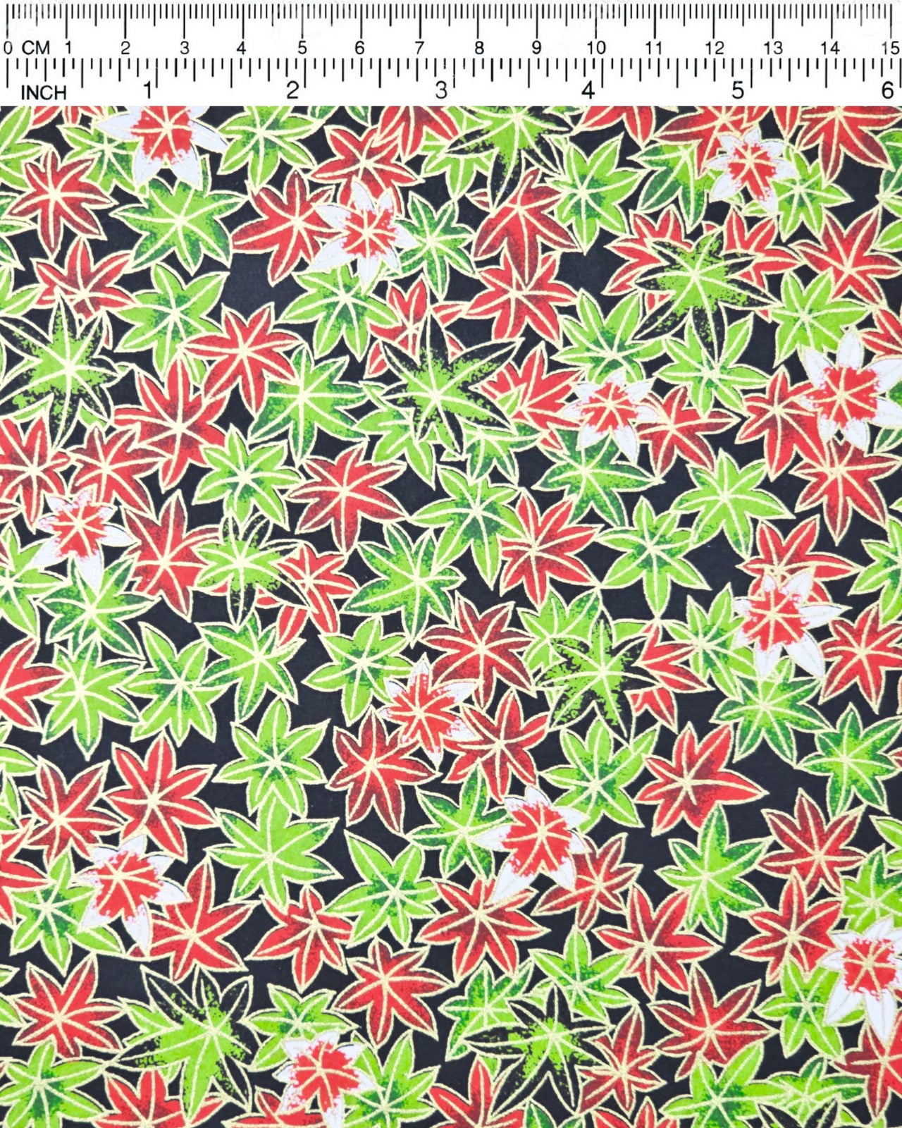 0270 Red & Green Maple Leaves on Black