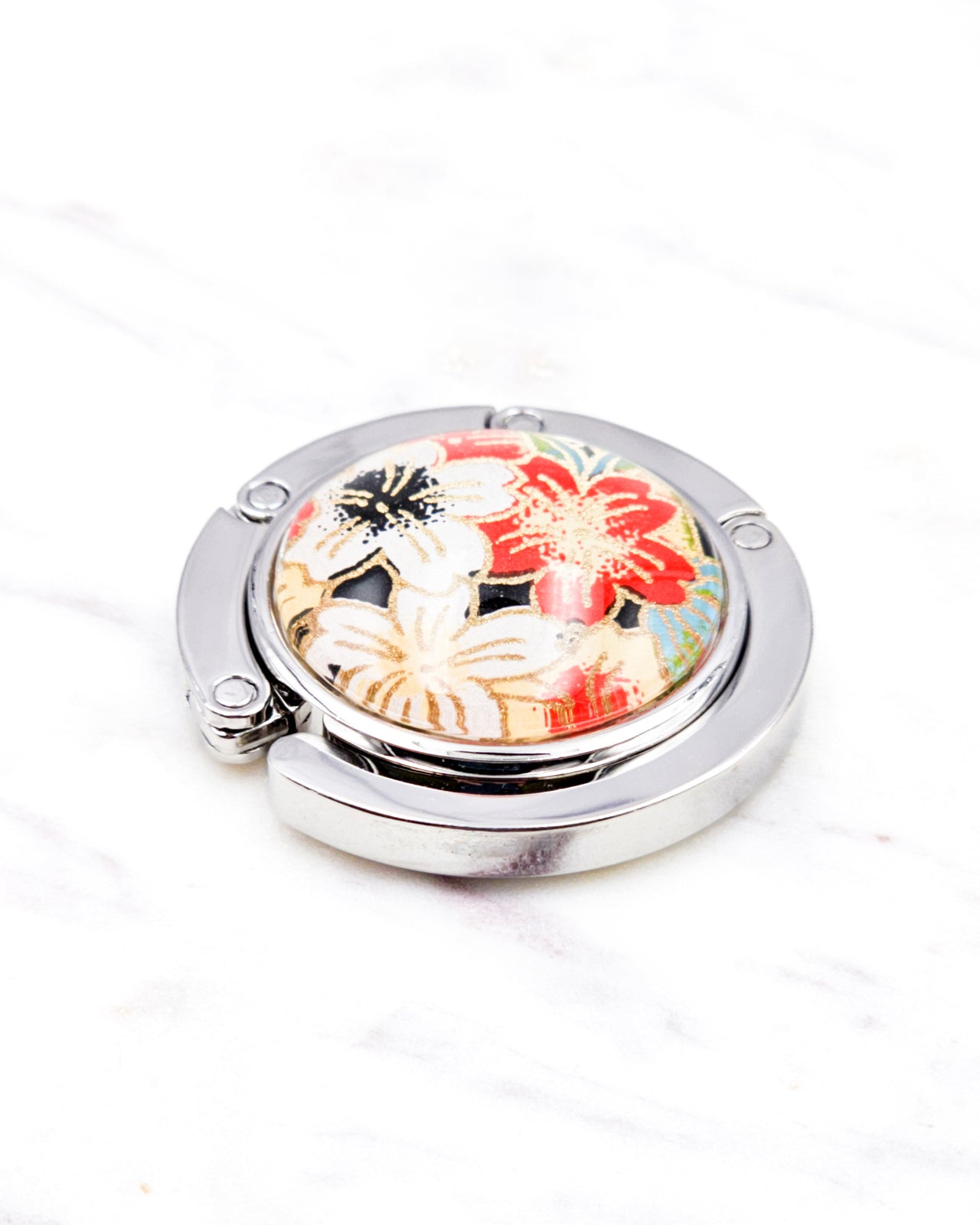 Tabletop Bag Hanger - Red & White Cherry Blossoms