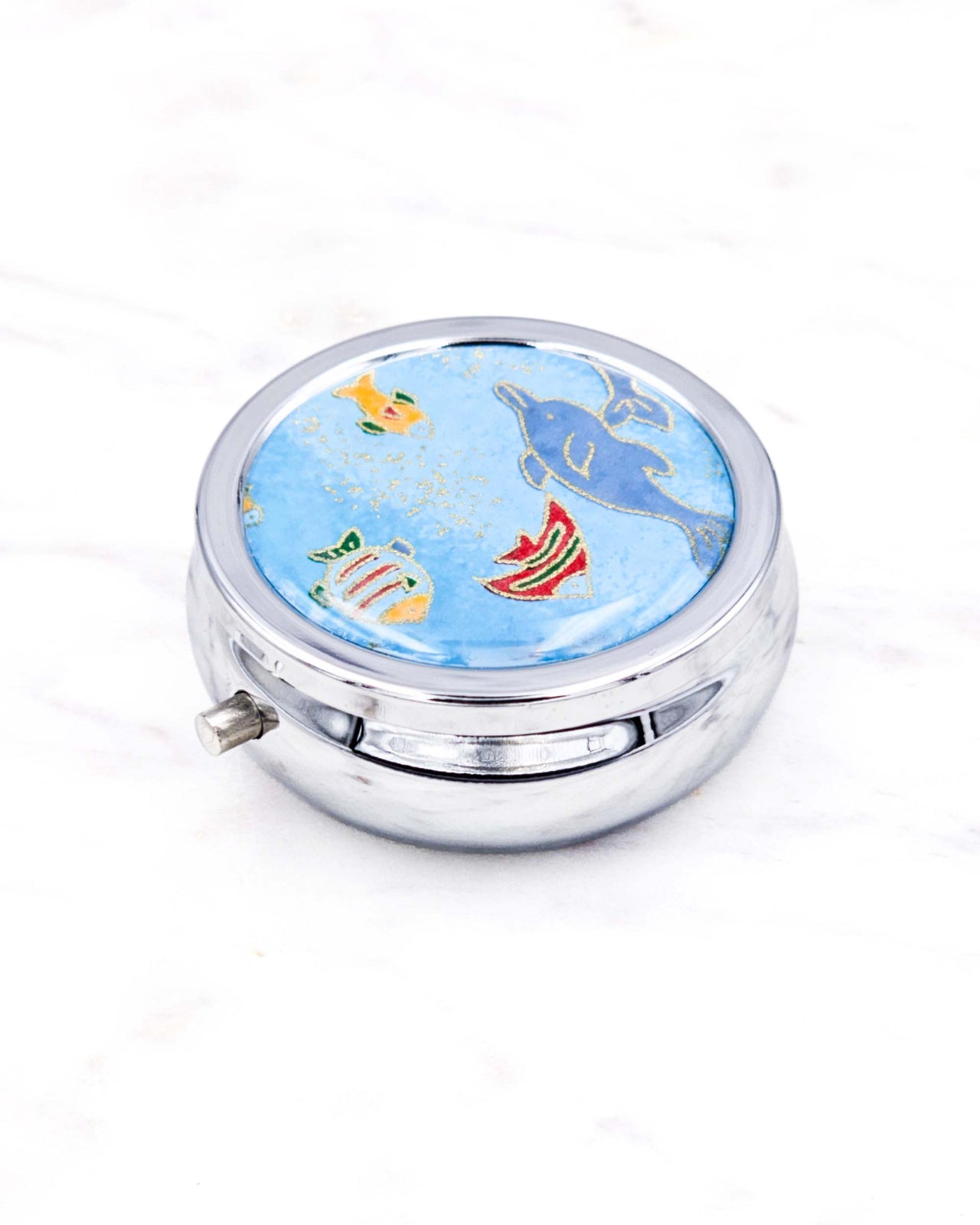 Pill Box - Dolphins & Fishes on Blue