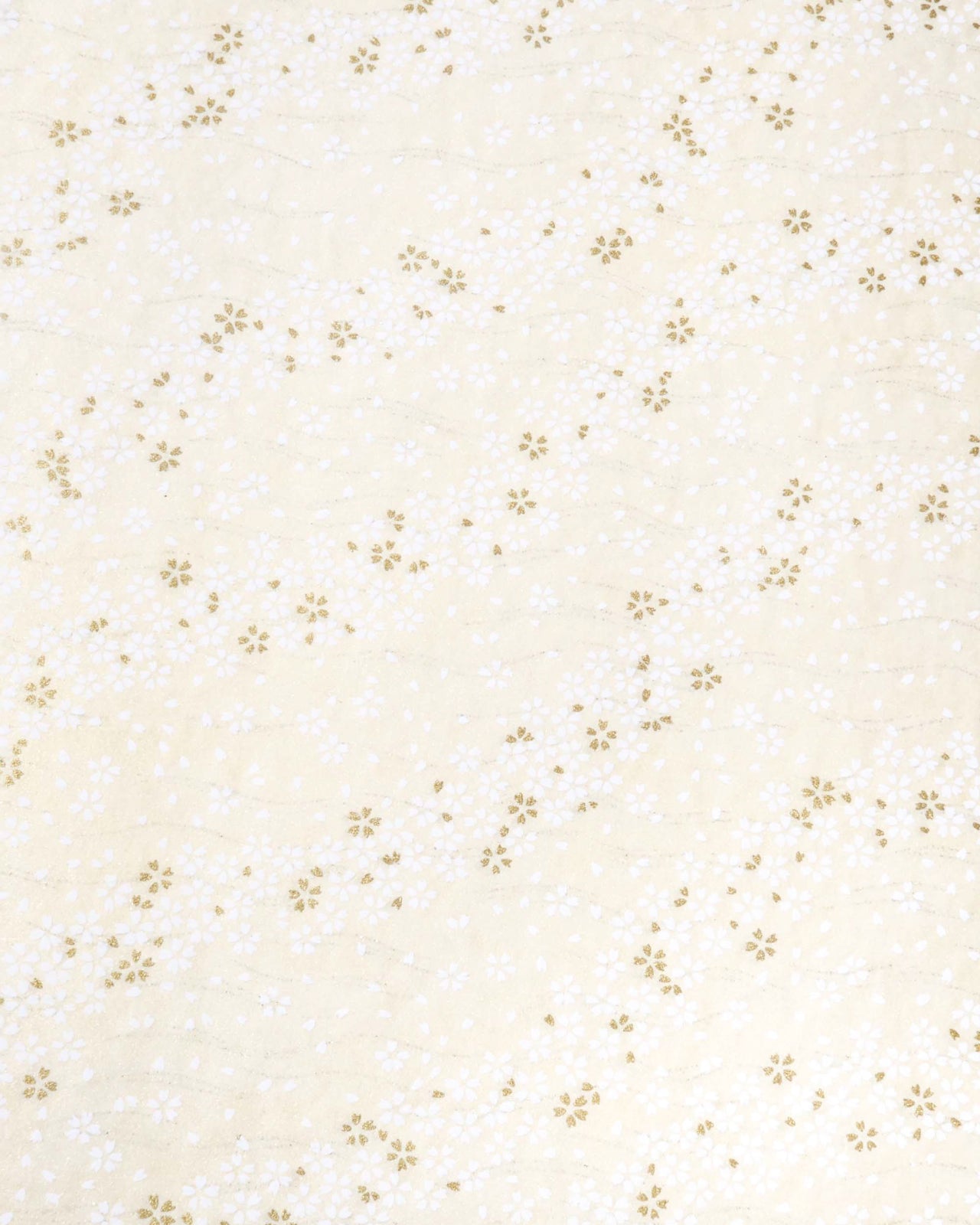 0324 White & Gold Cherry Blossoms on Pearlescent Cream