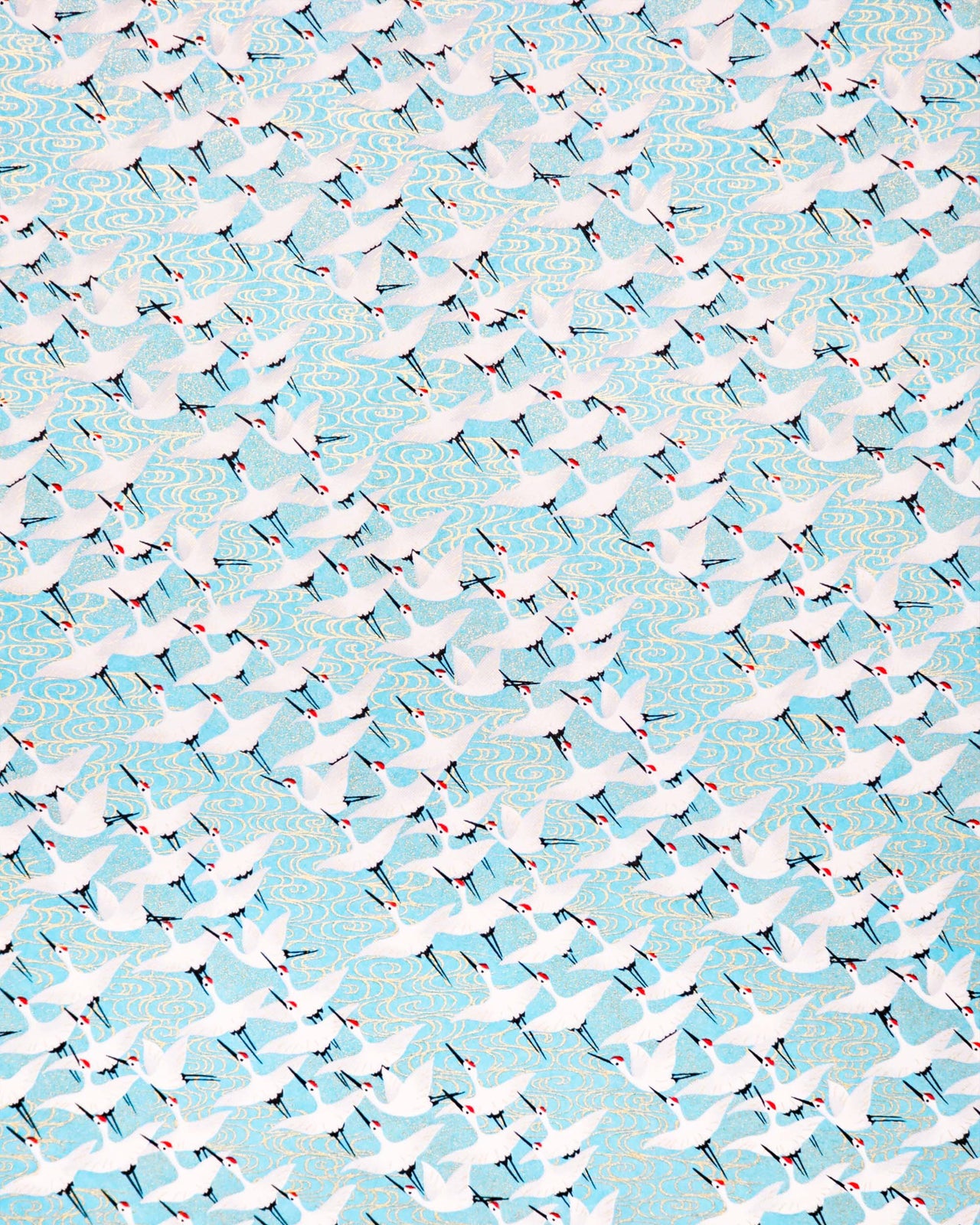 0347 Flock of Cranes on Aqua Blue