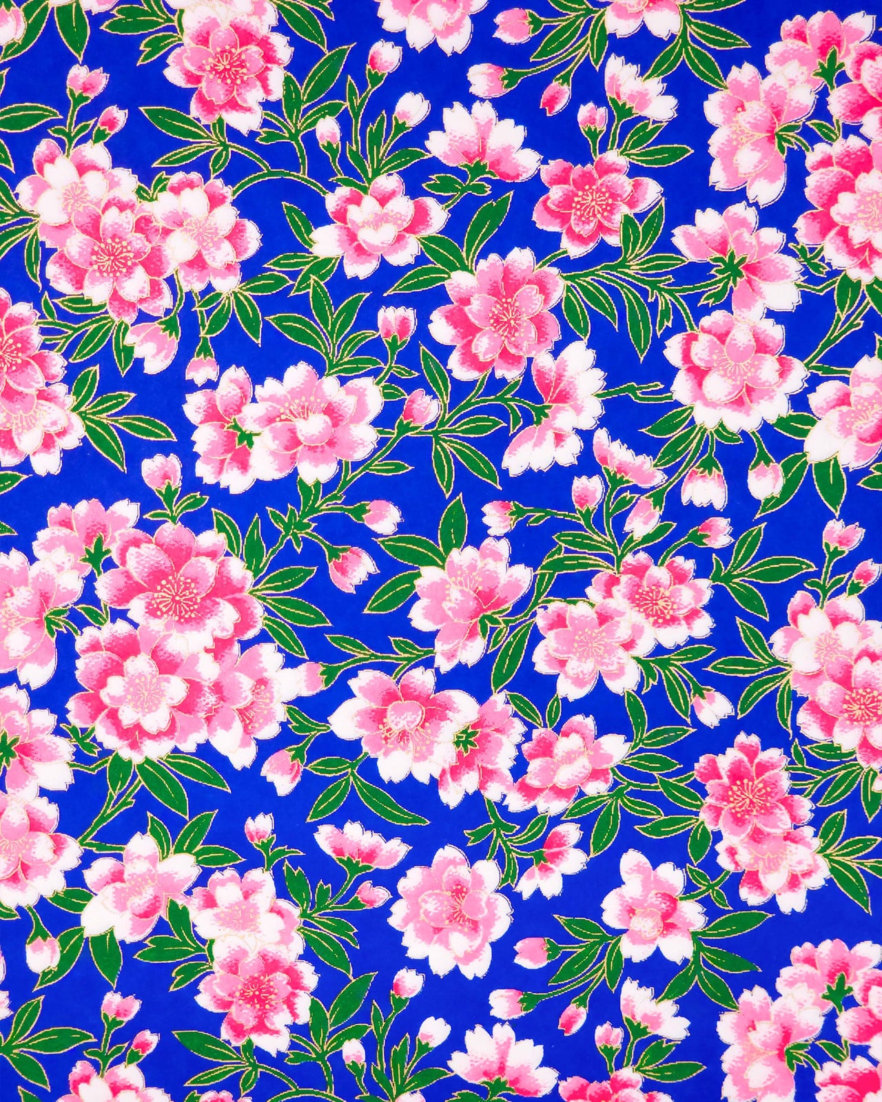 0561 Pink Flowers on Blue