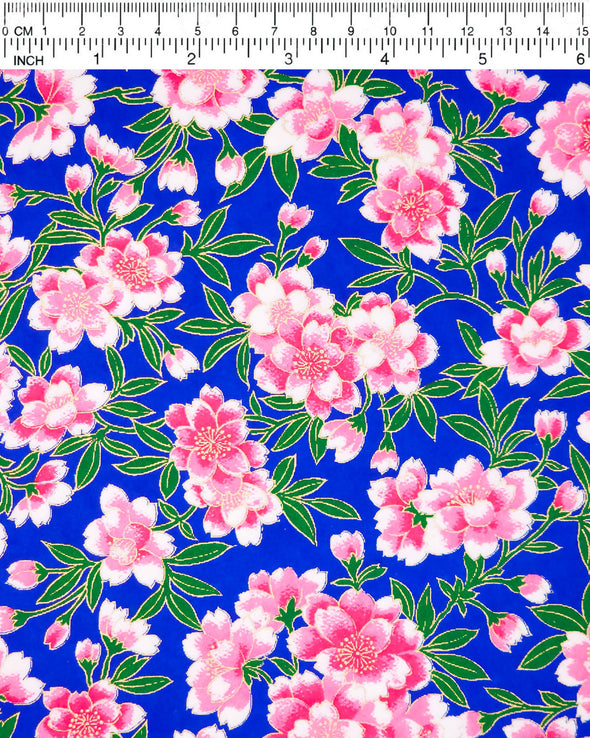 0561 Pink Flowers on Blue