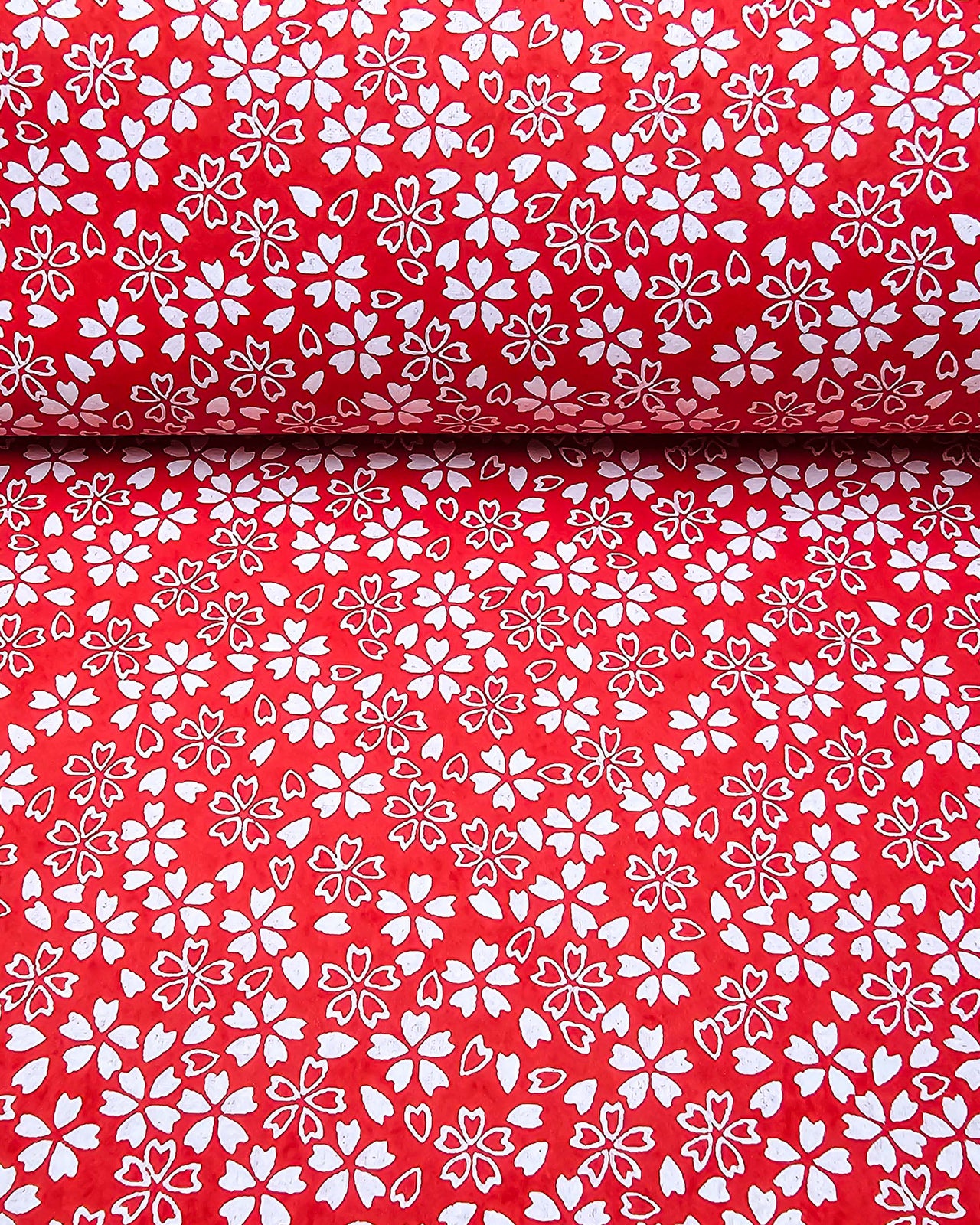 0595 White Cherry Blossoms on Red