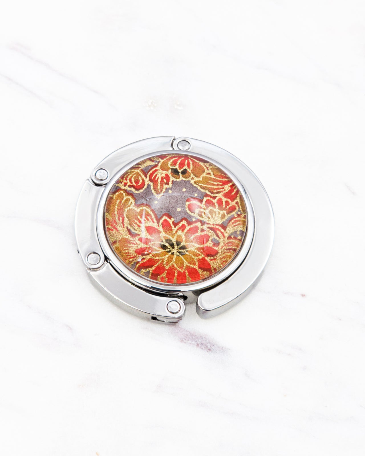 Tabletop Bag Hanger - Orange Flowers