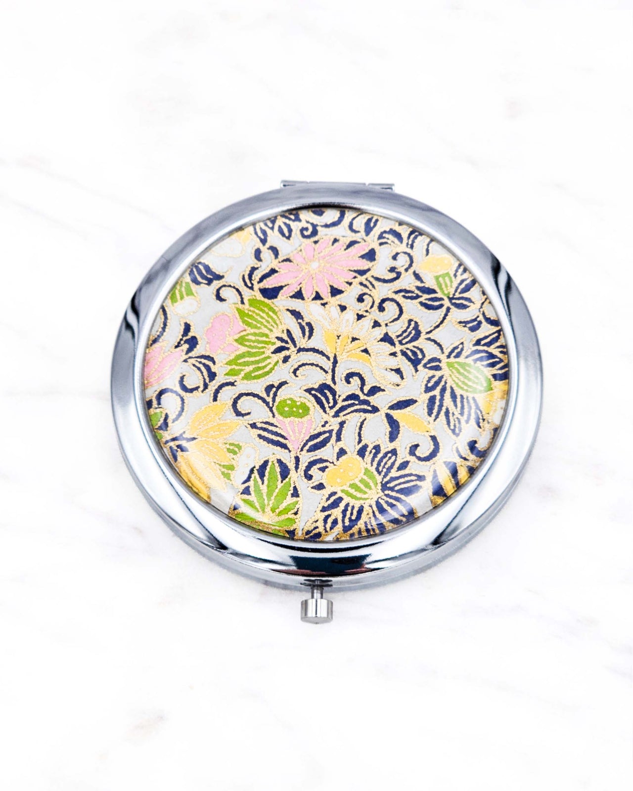 Compact Mirror - Daffodils on Gray