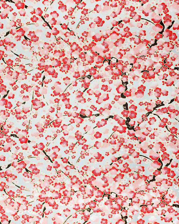 0664 Red Plum Blossom Tree on Silver