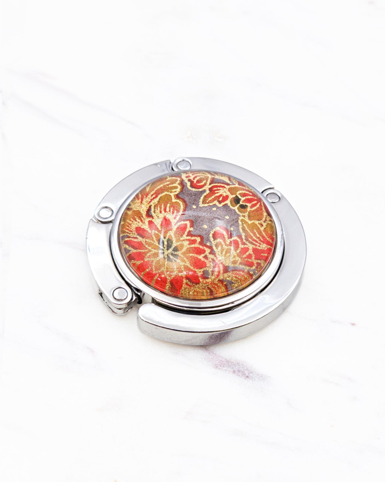 Tabletop Bag Hanger - Orange Flowers