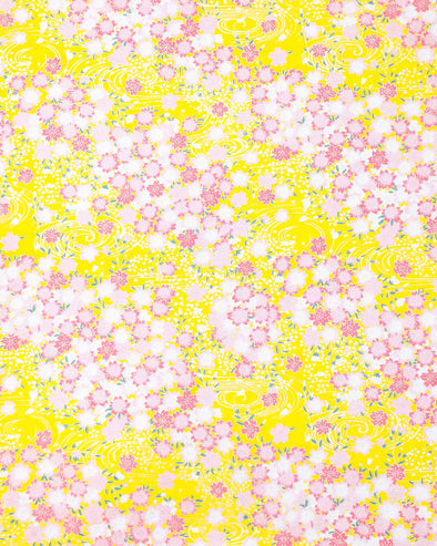 0721 Pink Cherry Blossoms on Yellow