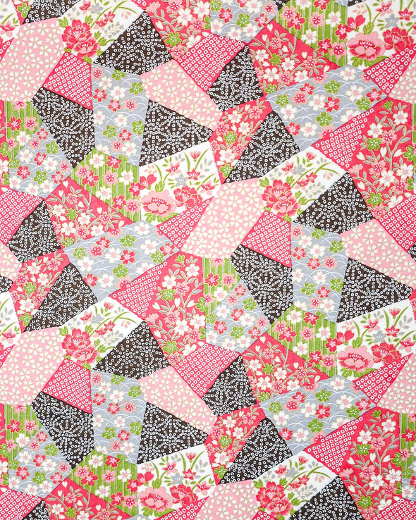 0782 Pink & Black Floral Patches