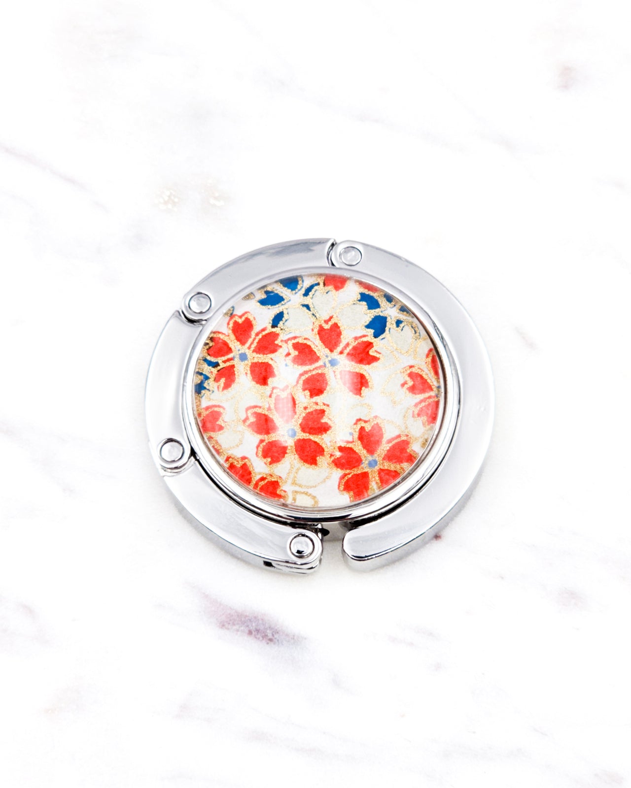 Tabletop Bag Hanger - Red & Blue Cherry Blossoms