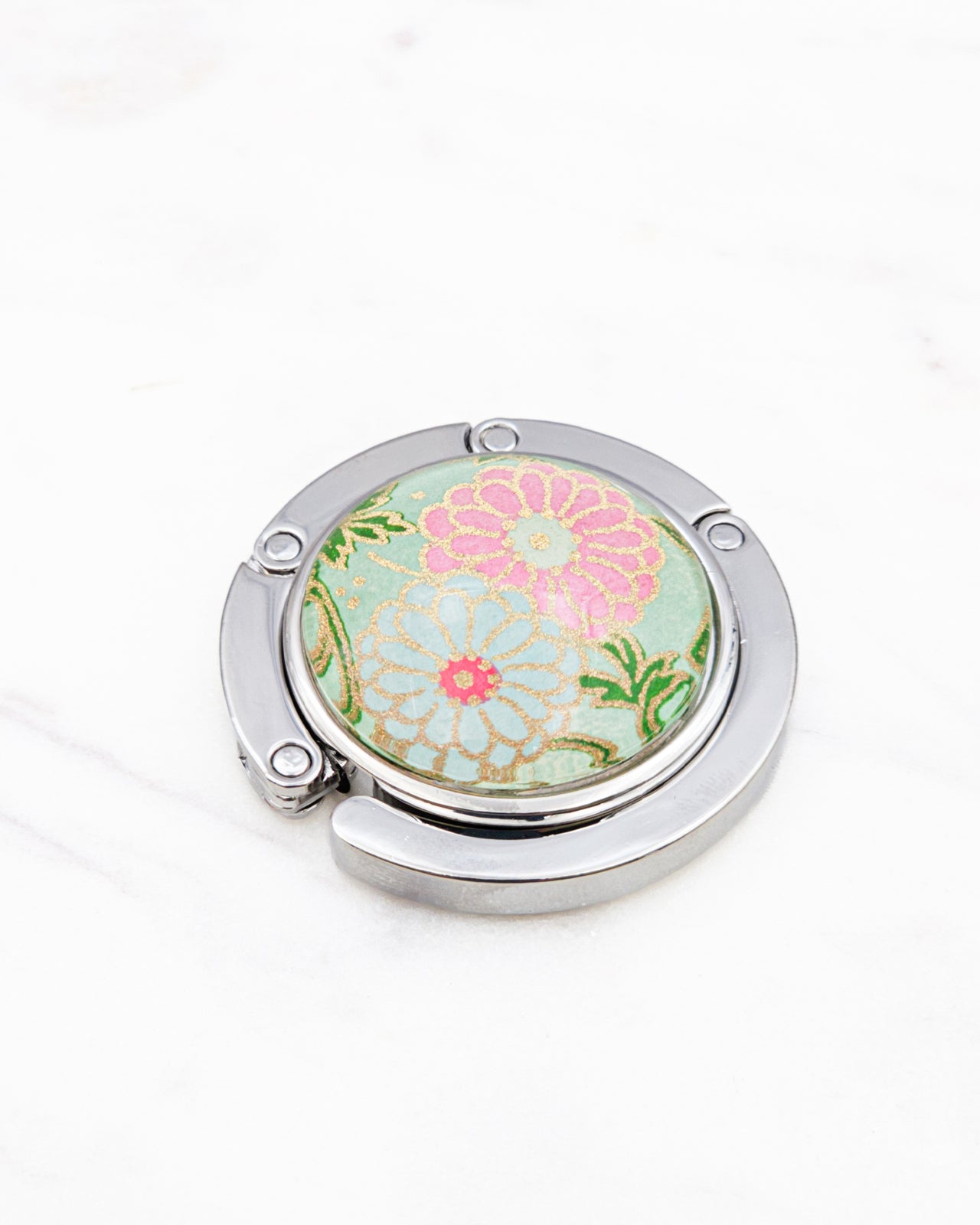 Pink & Green Daisies Tabletop Bag Hanger