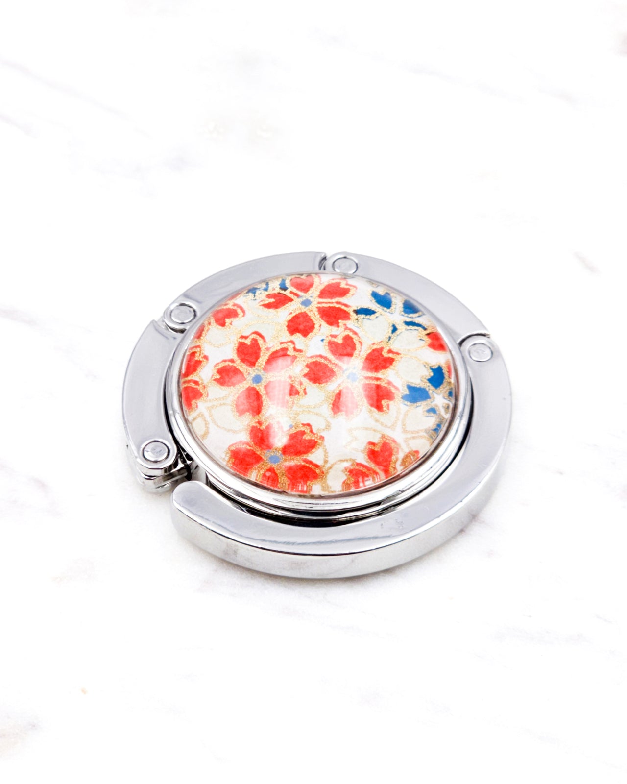 Tabletop Bag Hanger - Red & Blue Cherry Blossoms