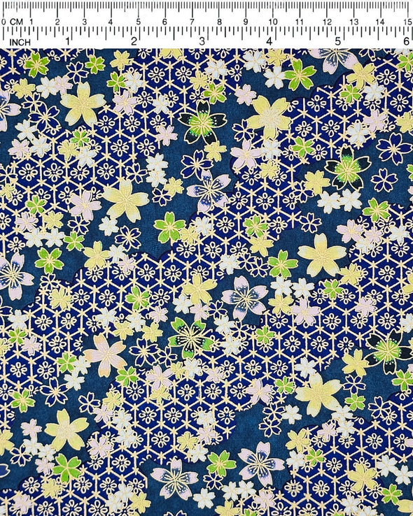 1073 Cherry Blossoms and Kikkou on Blue