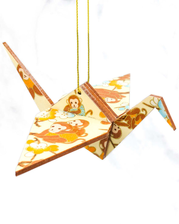 Wooden Origami Crane -  Monkeys