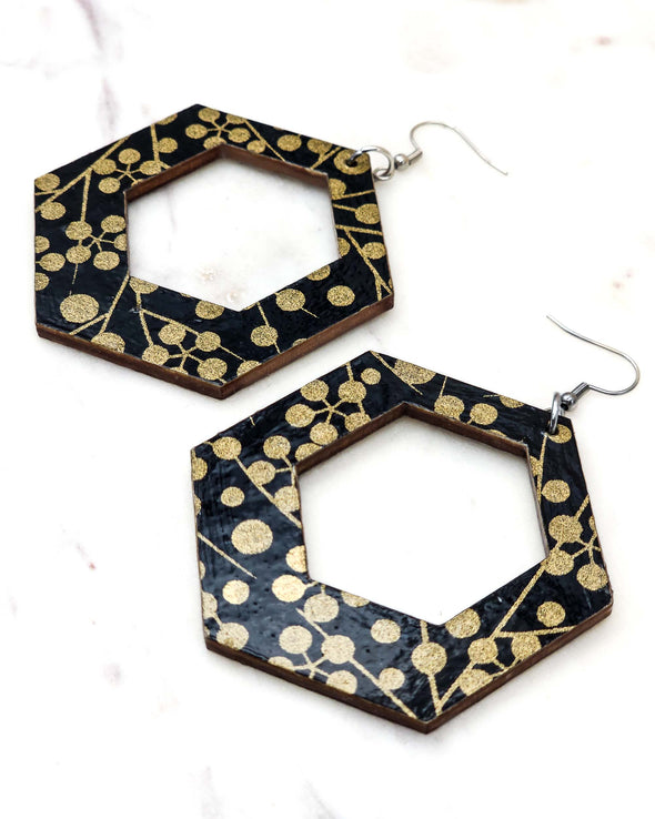 (XL) Hexagon Hoop Earrings