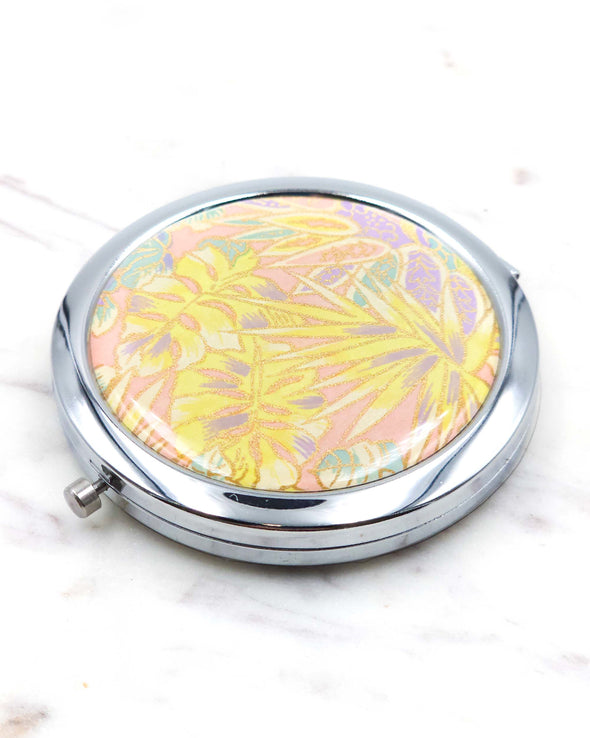 Yellow Fronds on Pink Compact Mirror