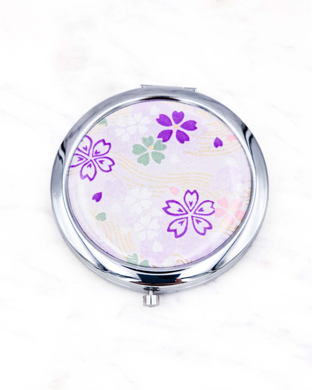 Compact Mirror - Purple Cherry Blossoms